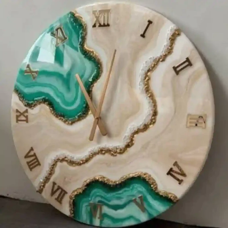 buy-geode-green-with-white-marble-texture-resin-wall-clock
