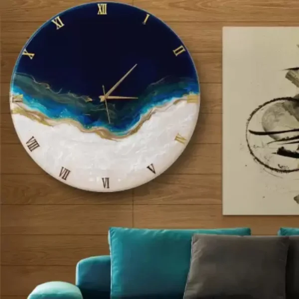 Customizable Dark Blue and White Marble Touch Resin Wall Clock, Silent Second-Hand Movement, Marble Texture Wall Clock - Personalized Design, Stylish 18 and 24 Inches Clock