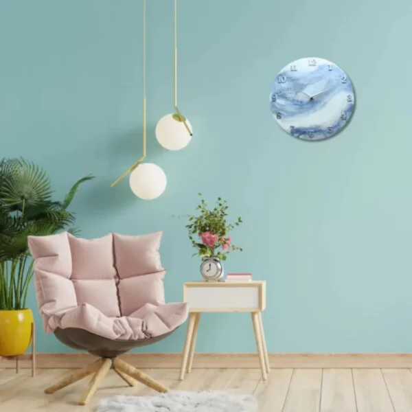 Stunning Marble Waves Resin Wall Clock - Artistic Home Decor in 18 and 24 Inches, Creative Waves Effect - Stylish Artwork in Epoxy Resin, Elegant Marble Texture Timepiece