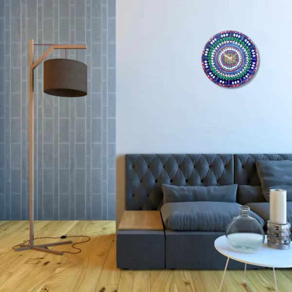 Designer Blue Mandala Mirror Resin Wall Clock - Personalized Mandala Clock, Silent Analog, Traditional Mandala Mirror Round Clock (18,24 Inch) Elegant Wall Timepiece for Your Space